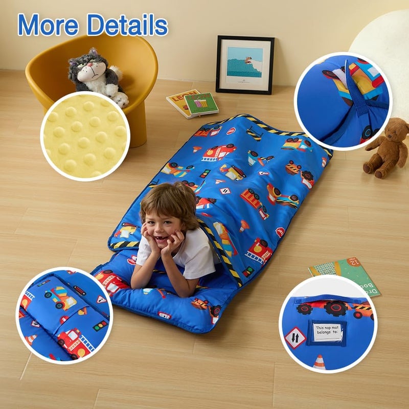 beeweed Toddler Nap Mat, Rollup Design Kid Sleeping Mat with Removable Pillow & Minky Blanket, Toddler Sleeping Bag for Daycare Preschool Travel Camping - Image 2